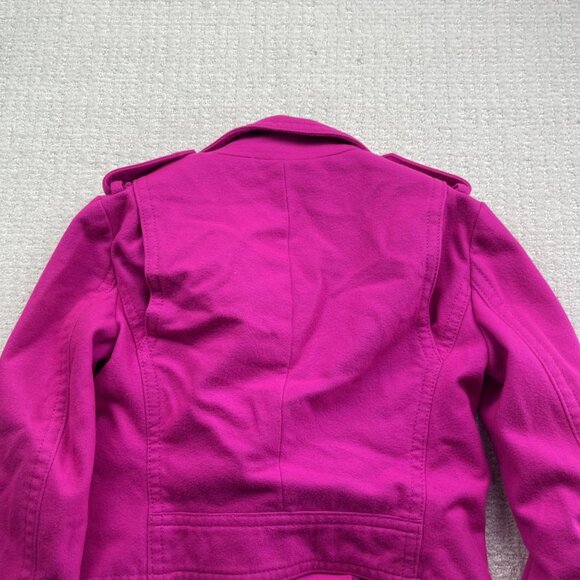 GAP Womens Wool Moto Biker jacket Electric Neon Pink / Fuscia Zipper Sz XS - Picture 12 of 13
